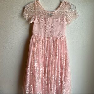 Charming Pink Lace Kids Dress